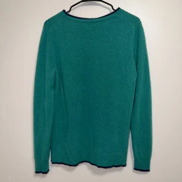 Ann Taylor Green Knit Cashmere Sweater Size XL Lightweight Crewneck Soft Classic - Picture 6 of 6